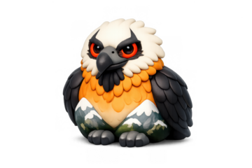 Bearded vulture icon with mountain elements for design projects