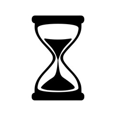 Simple black hourglass icon symbol for timing countdown and time management concepts