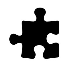 Single black jigsaw puzzle piece silhouette symbol for connection ideas and problem solving