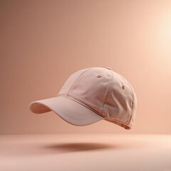 Baseball cap isolated against airy gradient background, calm luxury mood, refined textures, minimal composition, professional color harmony