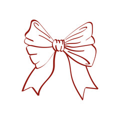 Hand-drawn decorative sketch of vintage holiday bows for gift wrapping or hair accessories. Hand-drawn linear vector illustration for Christmas, Valentine's Day, greeting cards, and invitations.