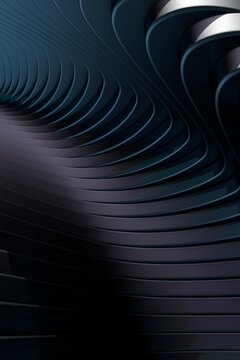 Modern organic architecture detail. Futuristic metal Building. Art background with abstract curved shapes. 3D rendering