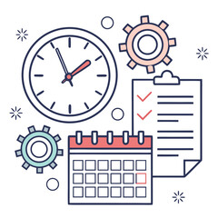 Time Management Vector Illustration &ndash; Productivity and Work Efficiency Concept