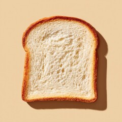 Freshly sliced white bread with golden crust on neutral beige background in minimalist style