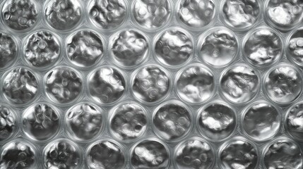 Shiny grey bubble wrap pattern macro background for industrial shipping and protection concepts