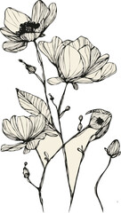 floral icon black and white