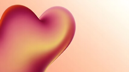 A vibrant and smooth abstract heart shape against a light peach background