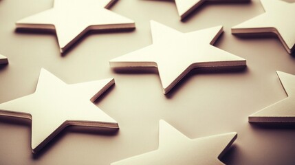 Abstract composition showcasing star shapes in soft neutral tones, arranged on a smooth surface, perfect for professional service themes and creative design projects with copy space
