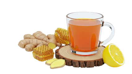 Ginger, Honey, Lemon Tea with Ingredients