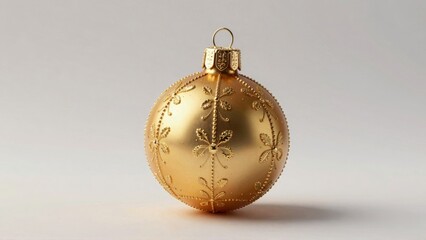 Golden Christmas ornament with intricate floral patterns