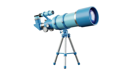 Blue telescope on a tripod