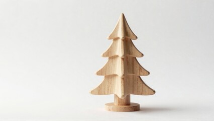 Wooden tree sculpture on white background