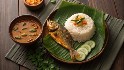 Nasi dagang, traditional Terengganu breakfast rice with fish curry