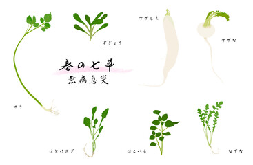 春の七草のイラストセット