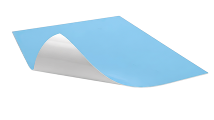 Blue Sheet Peeling Away From White Surface