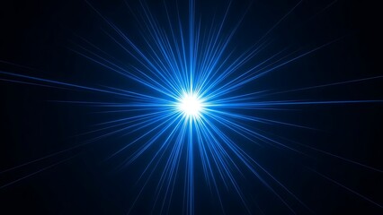 Vibrant blue light radiating from a central point in a dark space with streaks of light emitting outward