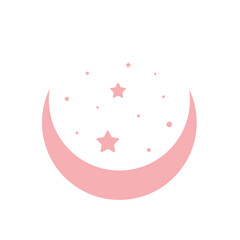 pink moon and star vector