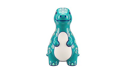 Teal Dinosaur Toy with White Belly and Light Green Spots