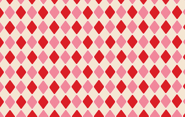 Xmas red plaid texture with gold line. Argyle geometric diamond abstract pattern. Christmas design wrapping bg.  Red geometric  geometric pattern. Red rhombus pattern.  