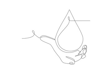 World water day concept one-line drawing