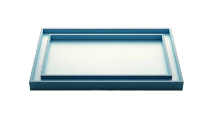 Two nested blue serving trays