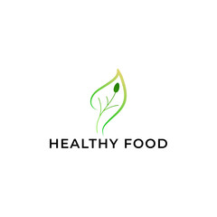 Illustration Healthy Food With Leaf And Spoon Gradient Green Color Simple Modern Logo Icon Design Vector. Suitable for branding healthy food, organic products, vegan restaurants, natural food labels