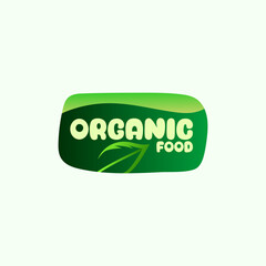 Illustration Organic Food Product Label Gradient Green Color Nature Leaf Eco Design Logo Icon Template Vector