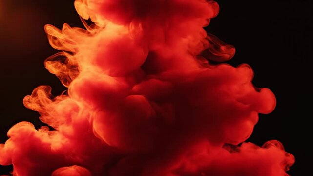 Abstract red cloud formation against black background with soft lighting