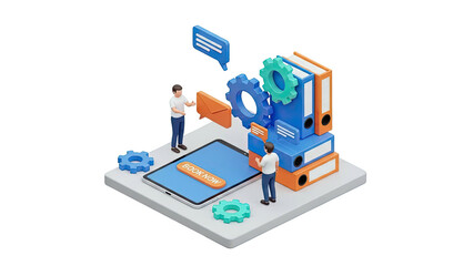 Business Workflow and Digital Booking Illustration