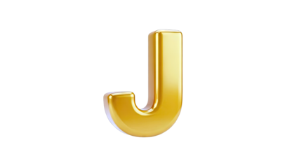 Golden 3D Letter J on White Background