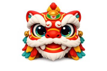 Playful lion dance icon for festive celebrations and new year design