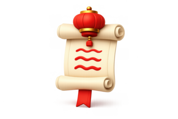 Lantern icon with scroll design for riddle theme and festive decoration