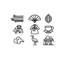 A Diverse Collection of Iconic Korean Cultural Elements and Traditional Symbols