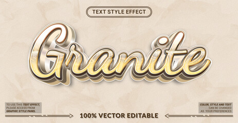 Editable text effect vector &ldquo;Granite&rdquo; presents a bold 3D stone texture with luxury and elegant tones, perfect for premium branding, headlines, posters, and modern design projects.