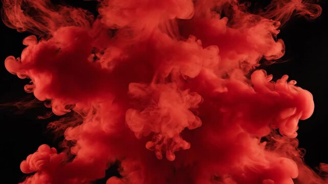 Abstract red explosion on black background dynamic visuals