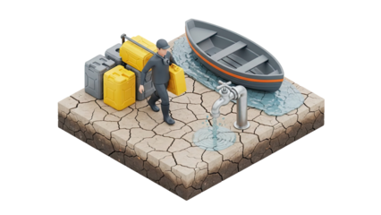 Drought and Resource Scarcity Conceptual Illustration