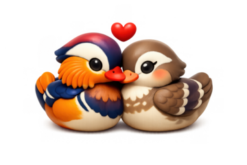 Romantic mandarin duck illustration for valentine's day and love-themed designs