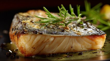 Poached cod with translucent sauce veil