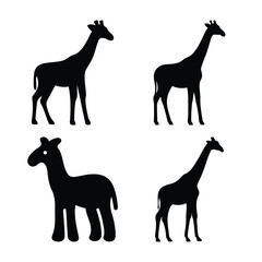 A collection of diverse giraffe silhouettes perfect for various design and educational projects © Atique0125