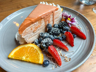 Delicious Crepe Cake with Fresh Berries