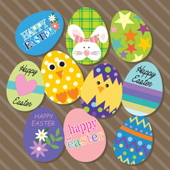 Happy easter with colorful eggs
