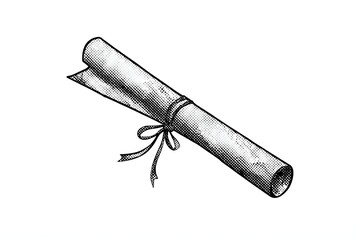 A rolled up document tied with ribbon
