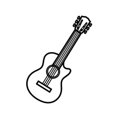 Fototapeta premium Acoustic guitar outline vector illustration, simple musical instrument icon