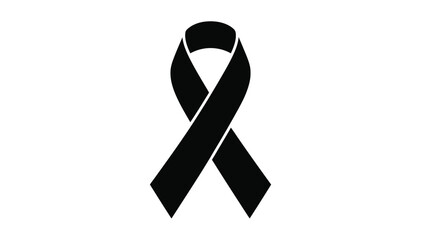 A simple black ribbon illustration representing awareness and remembrance visually