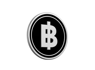 Obraz premium Modern silver coin with Thai Baht symbol for finance and economy concepts.