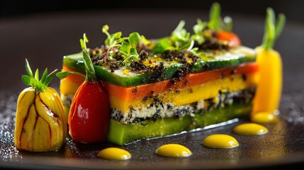 French vegetable terrine styled as modern main course