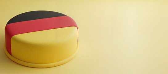 German flag cake banner with copy space, isolated on soft yellow background
