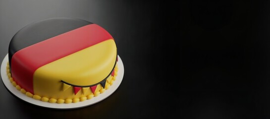 German flag cake banner with copy space, isolated on black