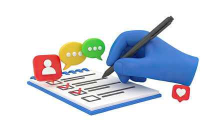 3D Illustration of Survey and Feedback Collection