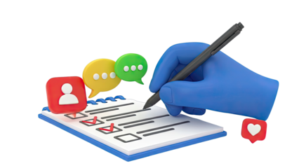 3D Illustration of Survey and Feedback Collection